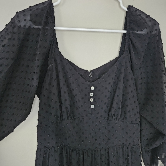 J.Crew Tiered Long Sleeve Midi Dress Black in Swiss Dot size 6 - Picture 8 of 10